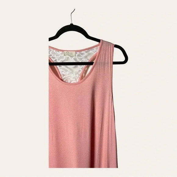 0407W. BE STAGE KNEE LENGTH DRESS PEACH IN COLOR WITH LACE SIZE LARGE - Picture 2 of 9